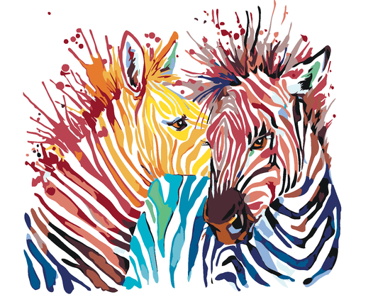 Kleurrijke zebra's, schilderen op nummer