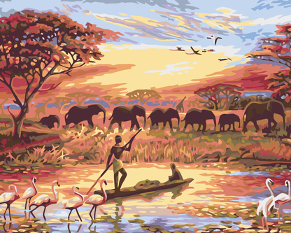 Zonsondergang in Afrika, schilderen op nummer