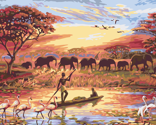 Zonsondergang in Afrika, schilderen op nummer