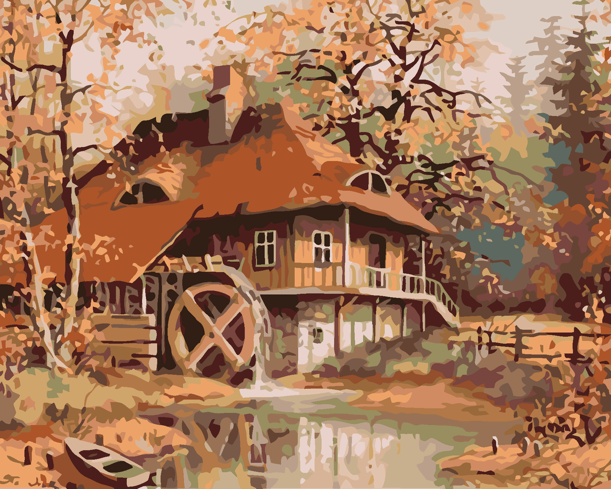 Oude watermolen, schilderen op nummer
