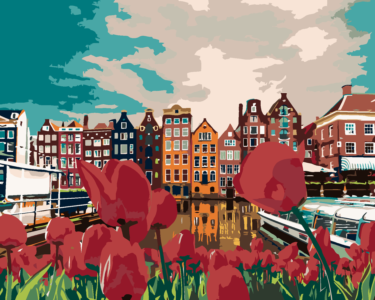 Tulpen in Amsterdam, schilderen op nummer