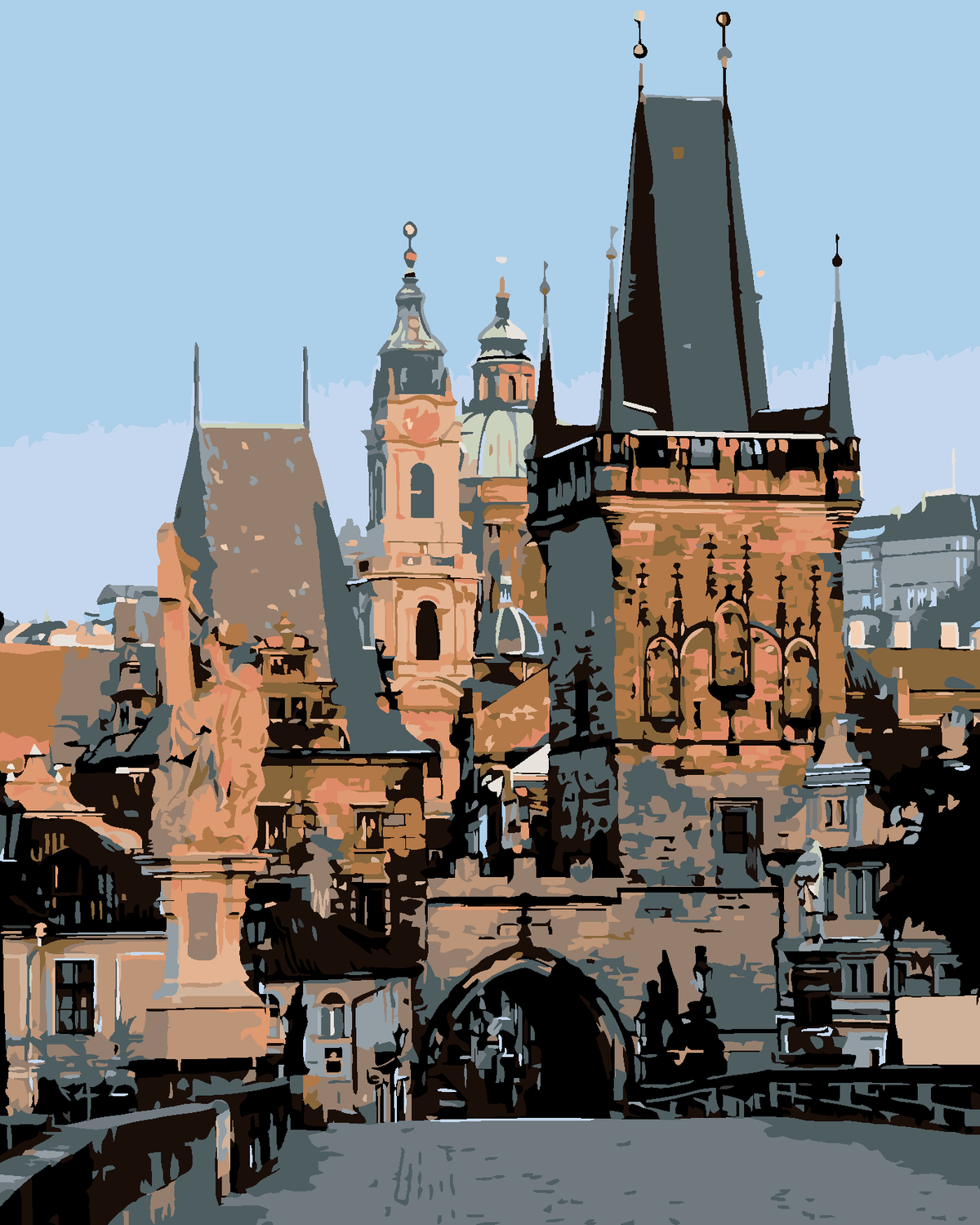 Torens van Praag, schilderen op nummer